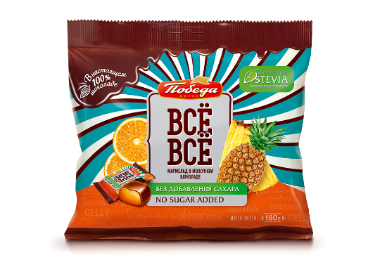 Мармелад желейный в молочном шоколаде «Всё-всё» со вкусами апельсина и ананаса без добавления сахара
Мармелад желейный в молочном шоколаде «Всё-всё» со вкусами апельсина и ананаса без добавления сахара