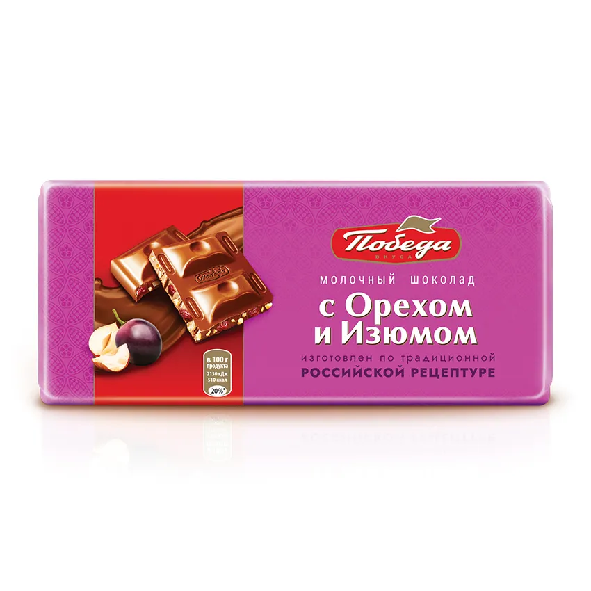 Шоколад «Молочный с орехом и изюмом»