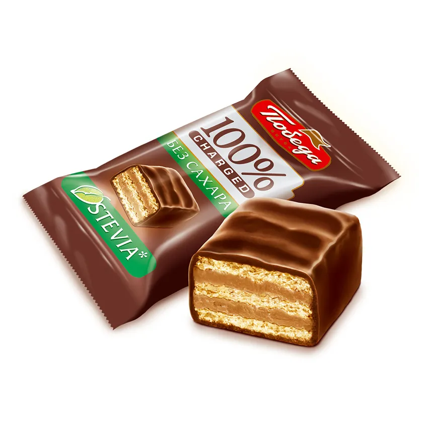 Конфеты вафельные без сахара «Чаржед» в горьком шоколаде