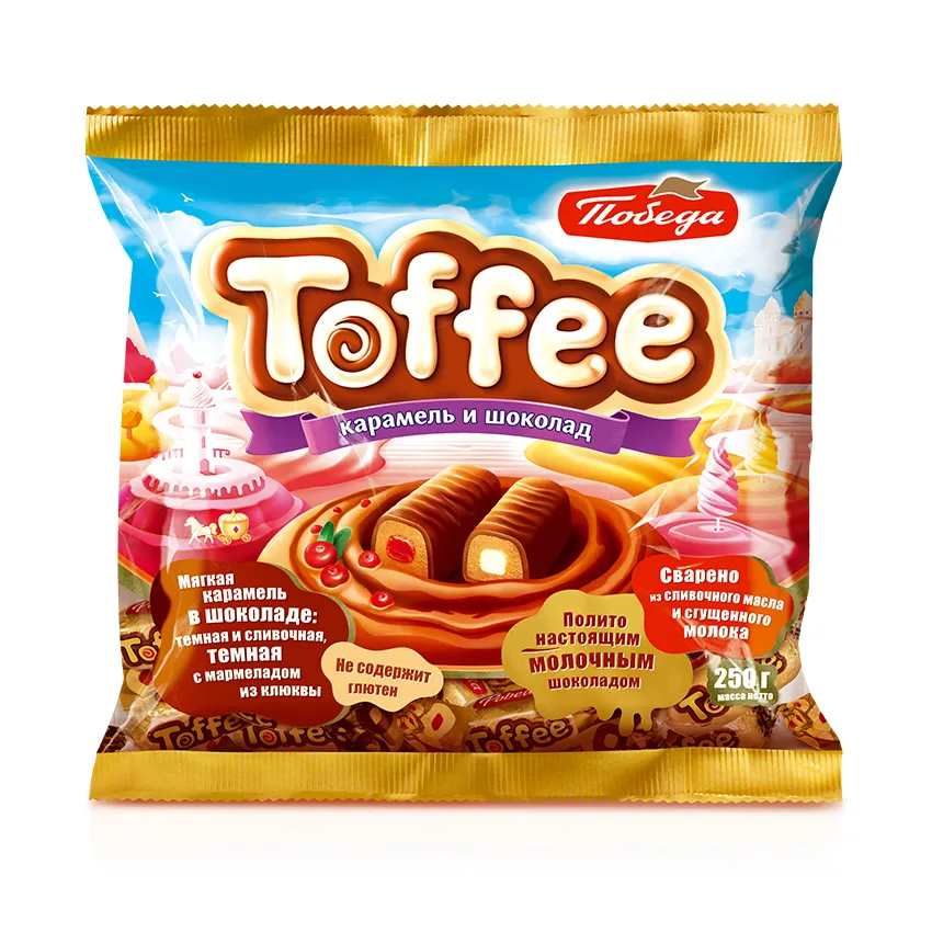 Конфеты молочные «Мягкая карамель в шоколаде с мармеладом из клюквы» и «Мягкая карамель темная и сливочная в шоколаде»