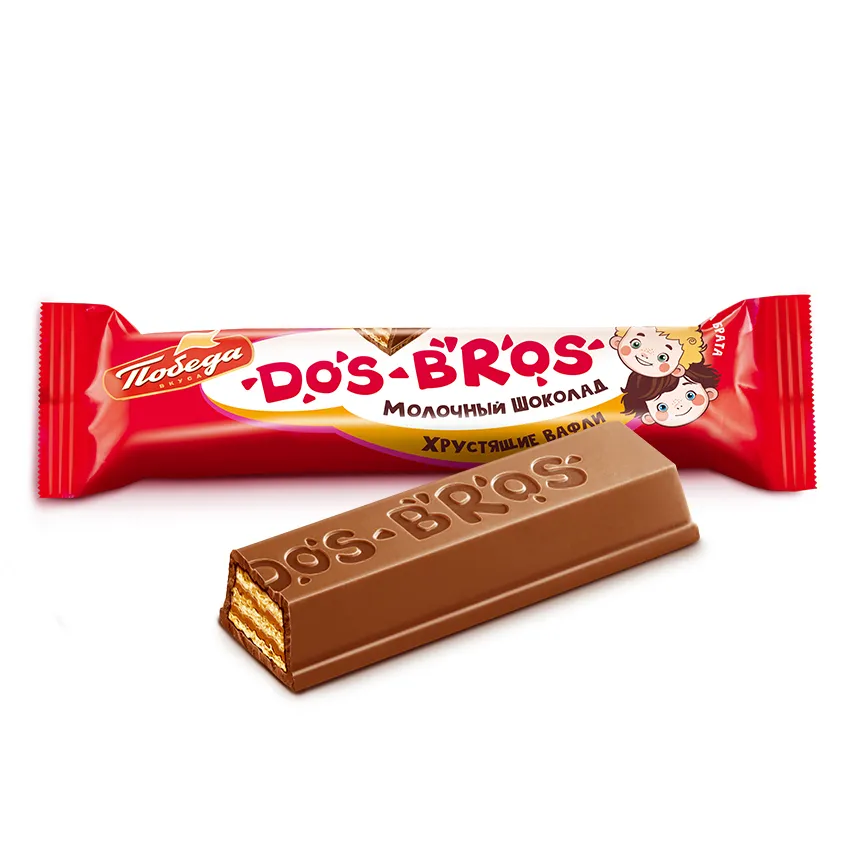 Шоколад молочный "Dos Bros" с хрустящей вафлей с молочной начинкой,  12,5 гр