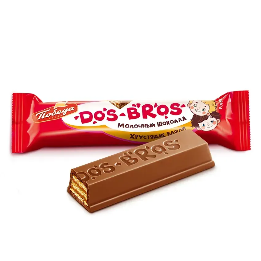 Шоколад молочный "Dos Bros" с хрустящей вафлей с молочной начинкой 150г