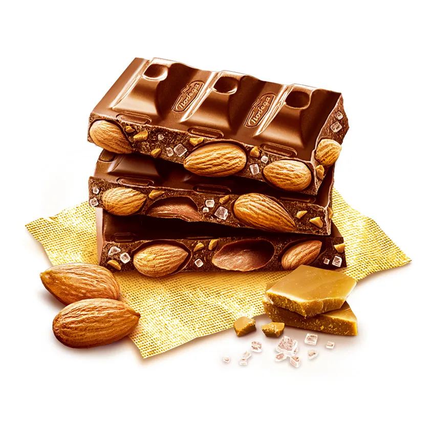 Шоколад «Тёмный с цельным миндалем, карамельной крошкой и морской солью»