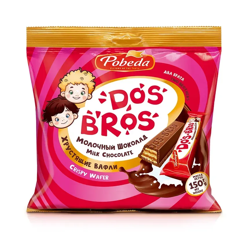 Шоколад молочный "Dos Bros" с хрустящей вафлей с молочной начинкой 150г