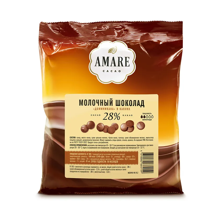 Amare шоколад молочный «Доминикана» в каплях
