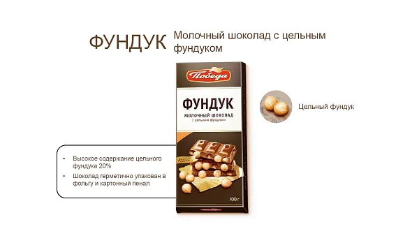 Шоколад «Молочный с цельным фундуком»