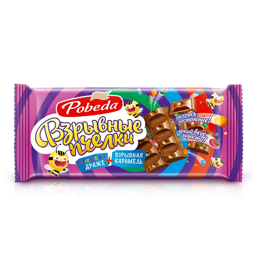 Шоколад «Молочный мини-драже и взрывная карамель «Взрывные пчелки»