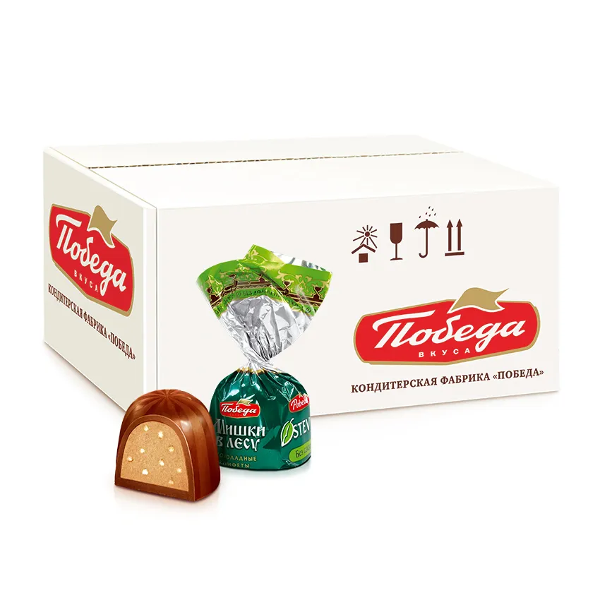 Конфеты шоколадные без сахара «Мишки в лесу» с вафельной крошкой