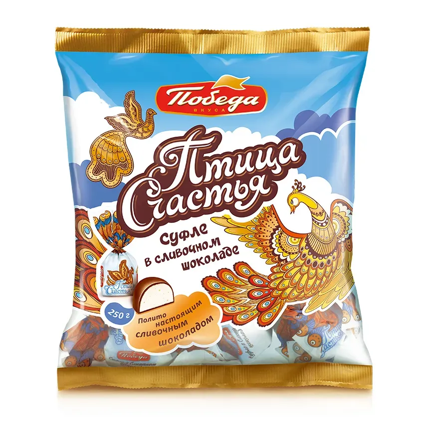Конфеты суфле «Птица счастья» в «сливочном» шоколаде, 250 гр
