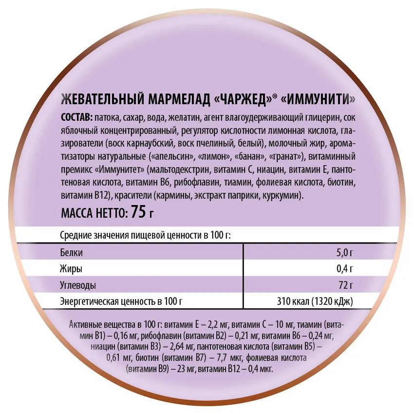 Мармелад жевательный «Чаржед» «Иммунити», 75 гр