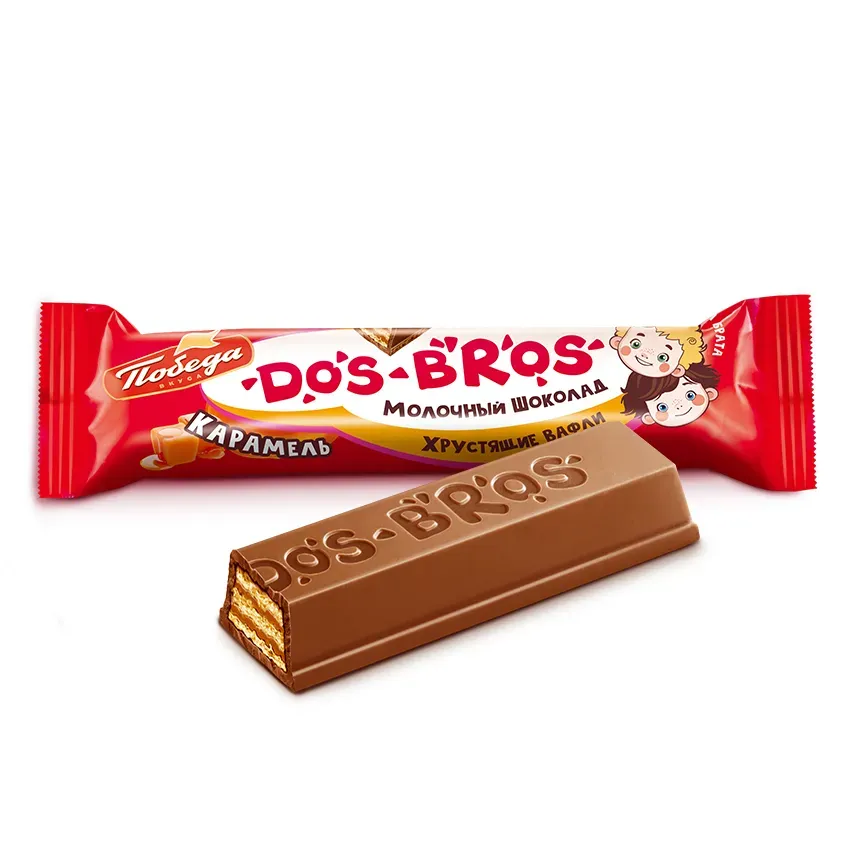Шоколад молочный "Dos Bros" с хрустящей вафлей с начинкой со вкусом карамели, 12,5 гр