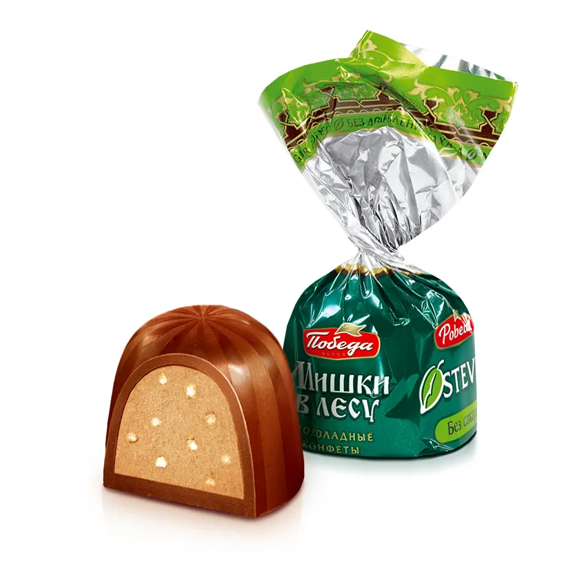 Конфеты шоколадные без сахара «Мишки в лесу» с вафельной крошкой