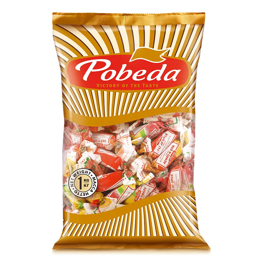 Мармелад жевательный «Всё и сразу» с фруктовой начинкой (клубника-пломбир, ананас-маракуйя, арбуз-ананас)