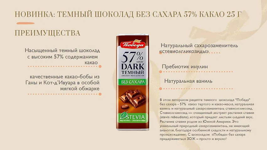 Шоколад «Тёмный без сахара 57 % какао»