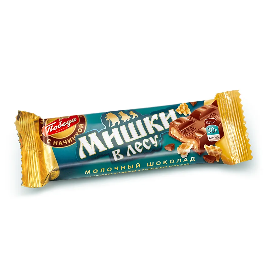 Батончик шоколадный «Мишки в лесу» с вафельной крошкой