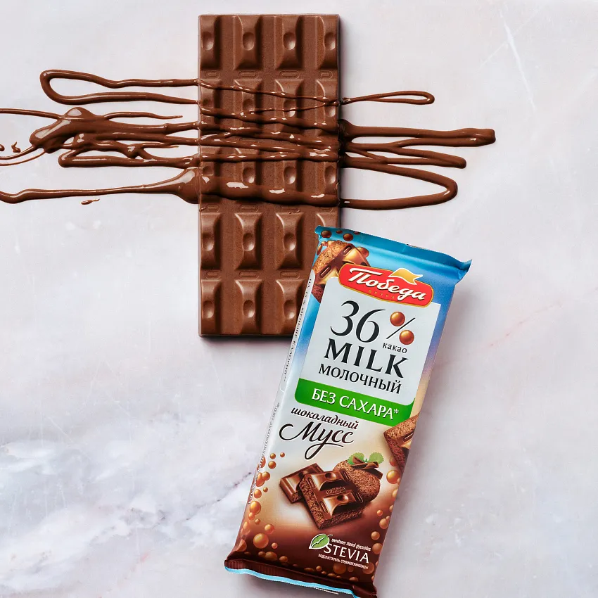 Шоколад без добавления сахара «Пористый молочный 36 % «Шоколадный мусс»