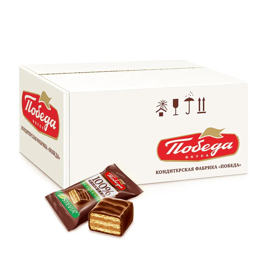 Конфеты вафельные без сахара «Чаржед» в горьком шоколаде