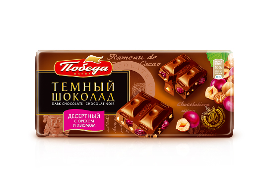 

Шоколад «Десертный с лесным орехом и изюмом»