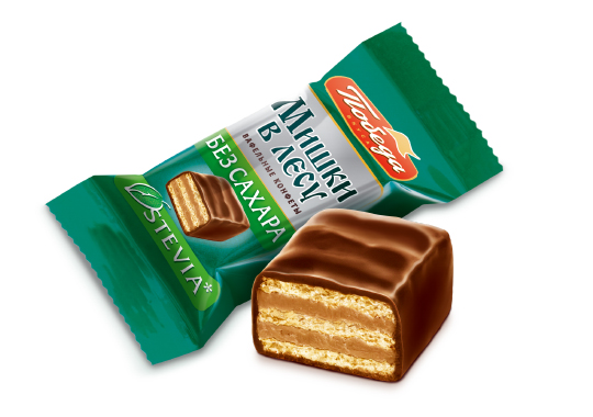 

Конфеты вафельные без сахара «Мишки в лесу» в горьком шоколаде