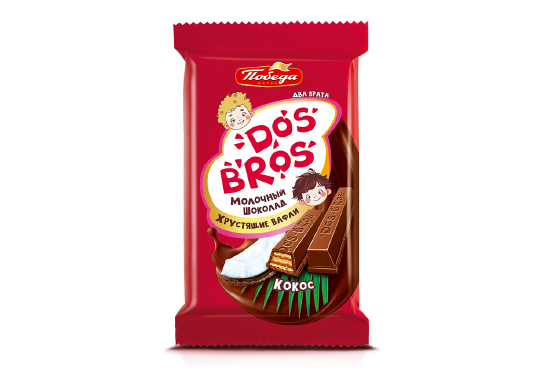 

Шоколад молочный "Dos Bros" с хрустящей вафлей с молочной начинкой со вкусом кокоса, 37 гр