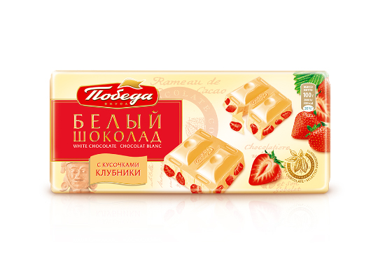 

Шоколад «Белый с кусочками клубники»