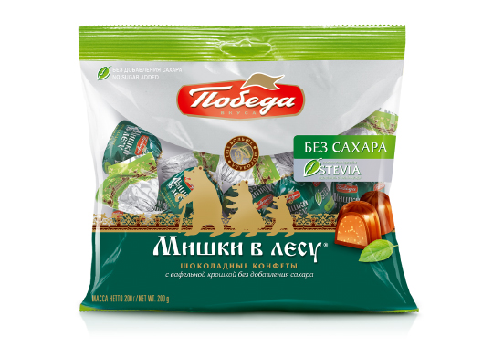 

Конфеты шоколадные без сахара «Мишки в лесу» с вафельной крошкой