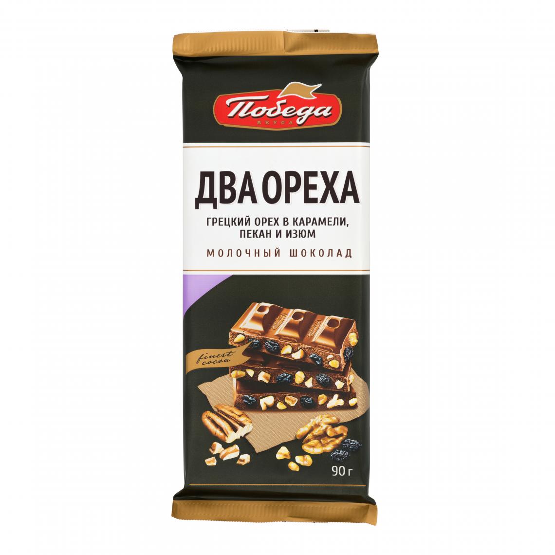 

Шоколад «Молочный с грецким орехом в карамели, дробленым пеканом и изюмом»