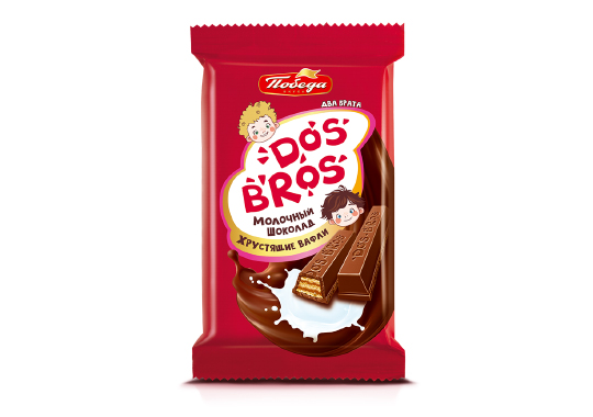 

Шоколад молочный "Dos Bros" с хрустящей вафлей с молочной начинкой, 37 гр